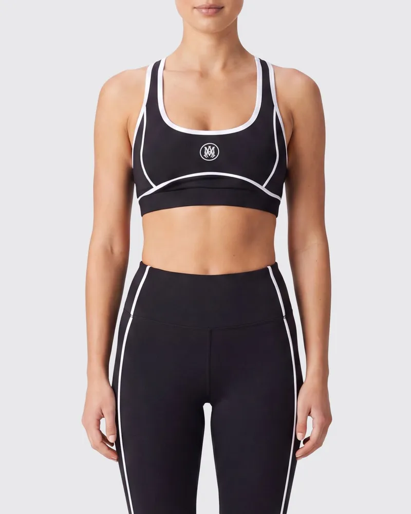 Amiri Verkürztes Sporttop von aus technischem Gewebe mit überkreuzten Trägern Schwarz