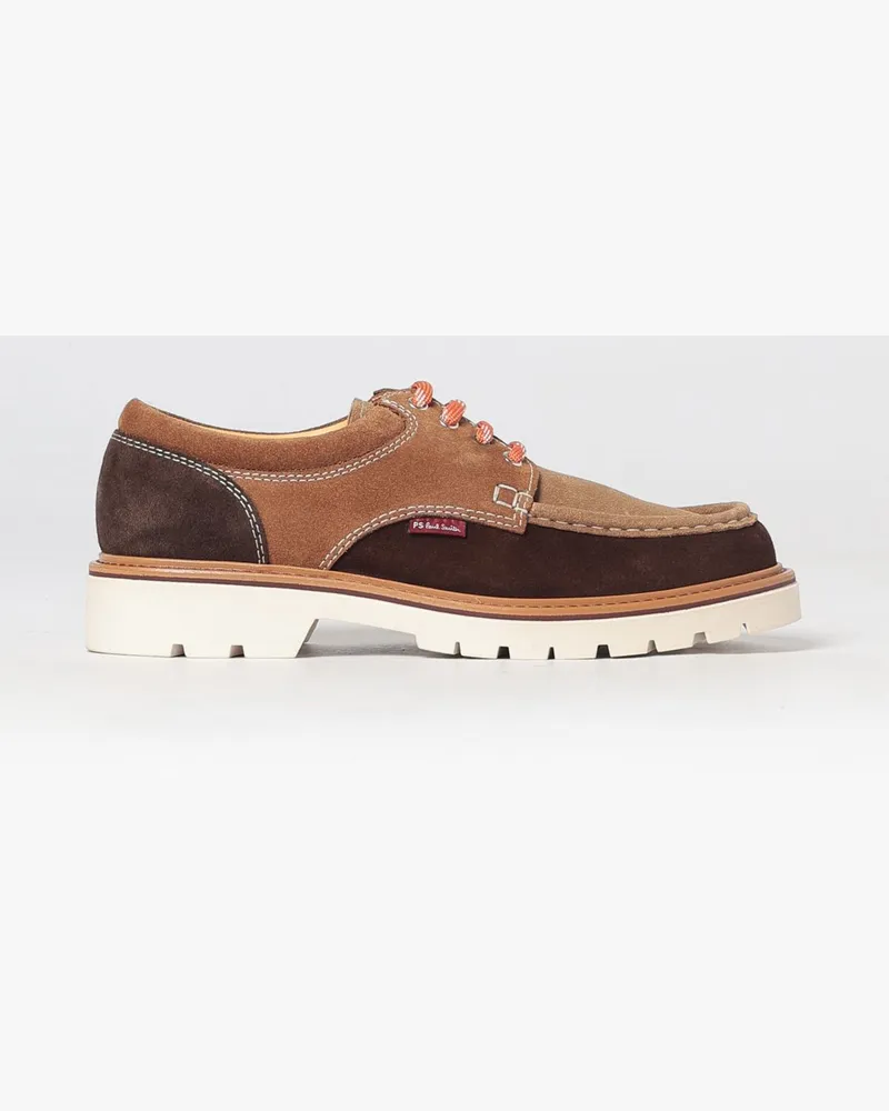 Paul Smith Zweifarbige Rooster-Derby-Schuhe aus Veloursleder mit gezackter Sohle Burnt