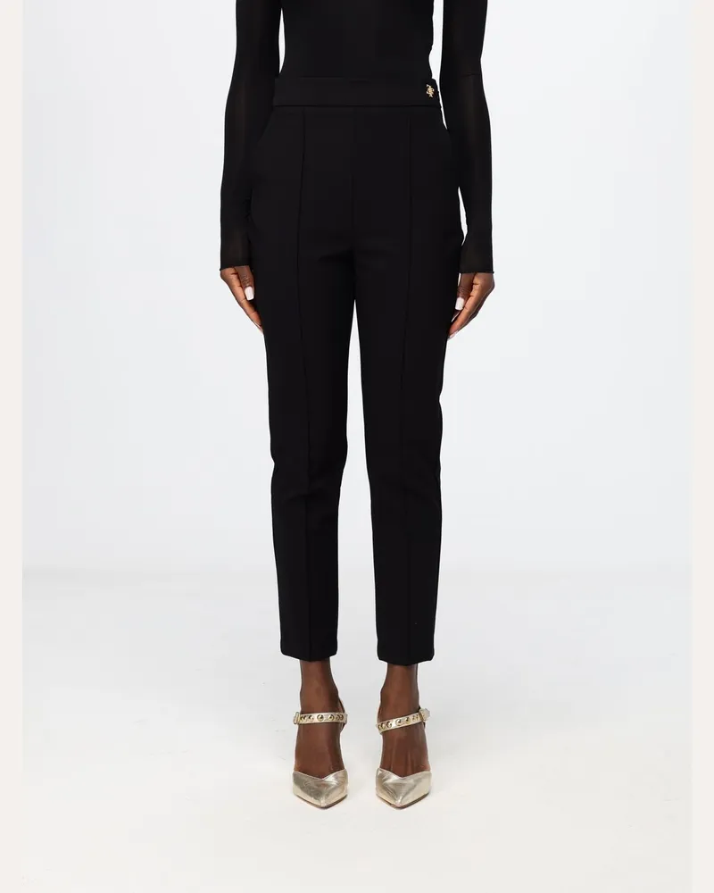 Elisabetta Franchi Mittelhohe Skinny-Crêpe-Hose mit seitlichem Reißverschluss Schwarz