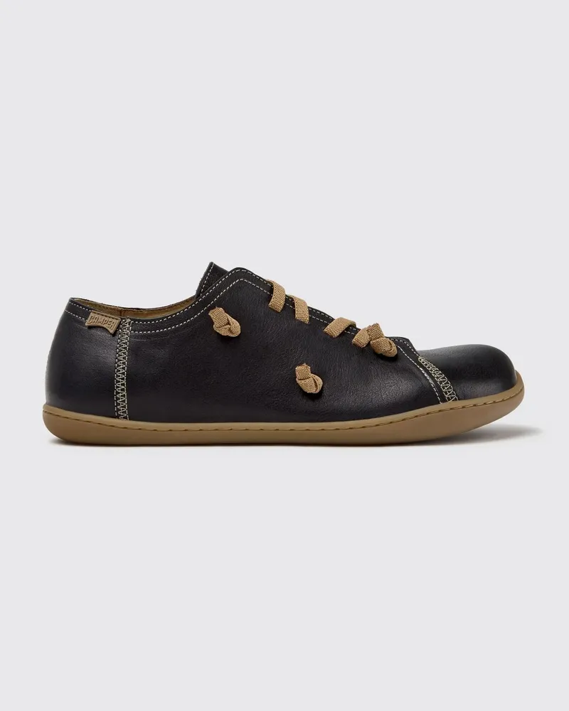 Camper Twins Slip-On-Sneaker aus Glattleder mit gestickten Details Schwarz