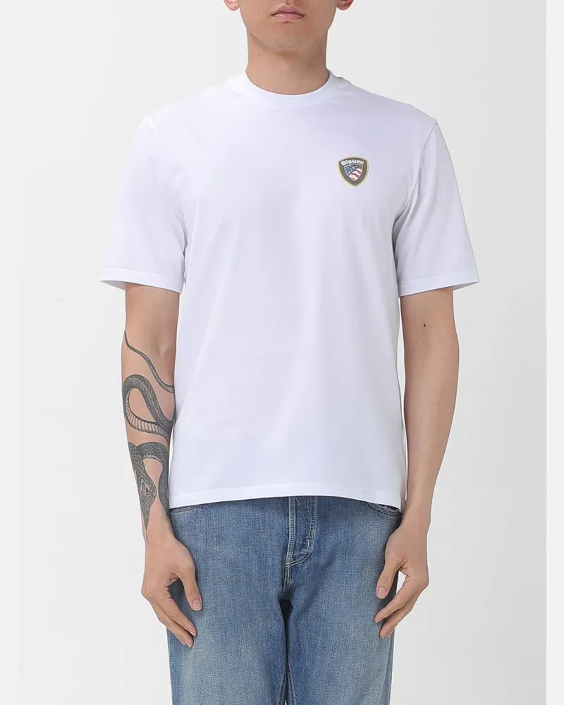 Blauer T-shirt herren Weiß