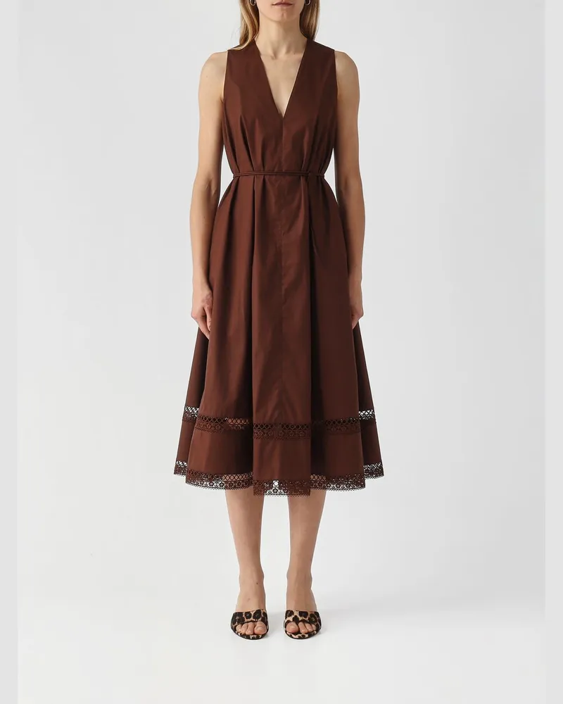 Twin-Set Midi-Kleid aus Baumwolle Braun