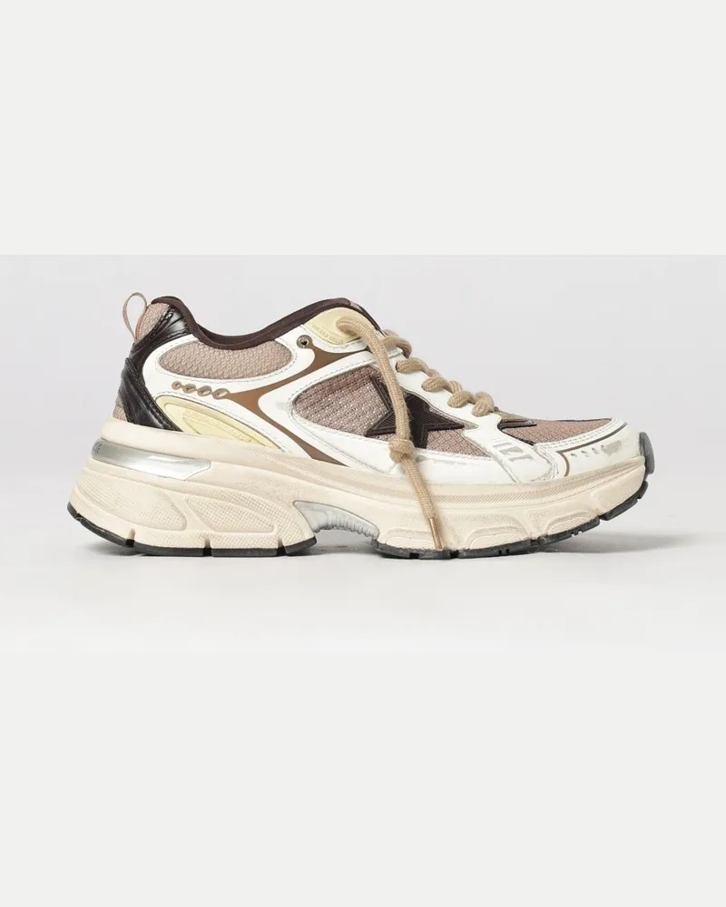 Golden Goose Lightstar Low-Top-Sneaker aus Leder und Mesh mit gezackter Sohle Weiß