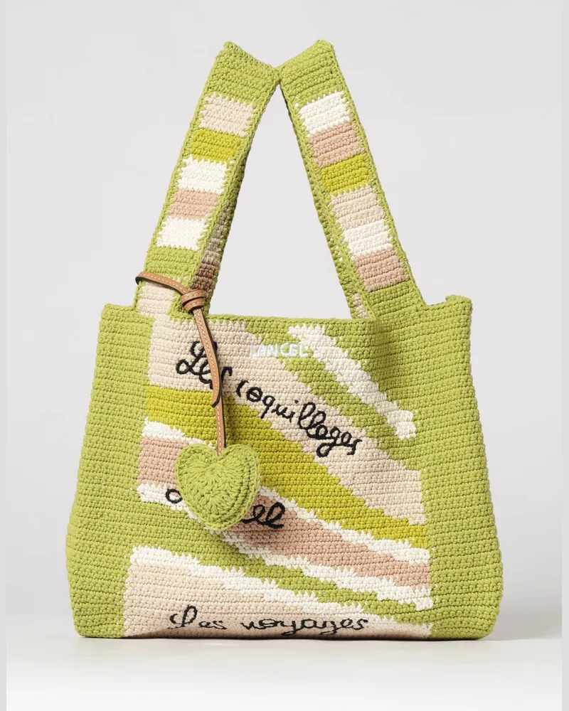 Lancel Summer Mania Häkelbaumwolltasche Kiwi