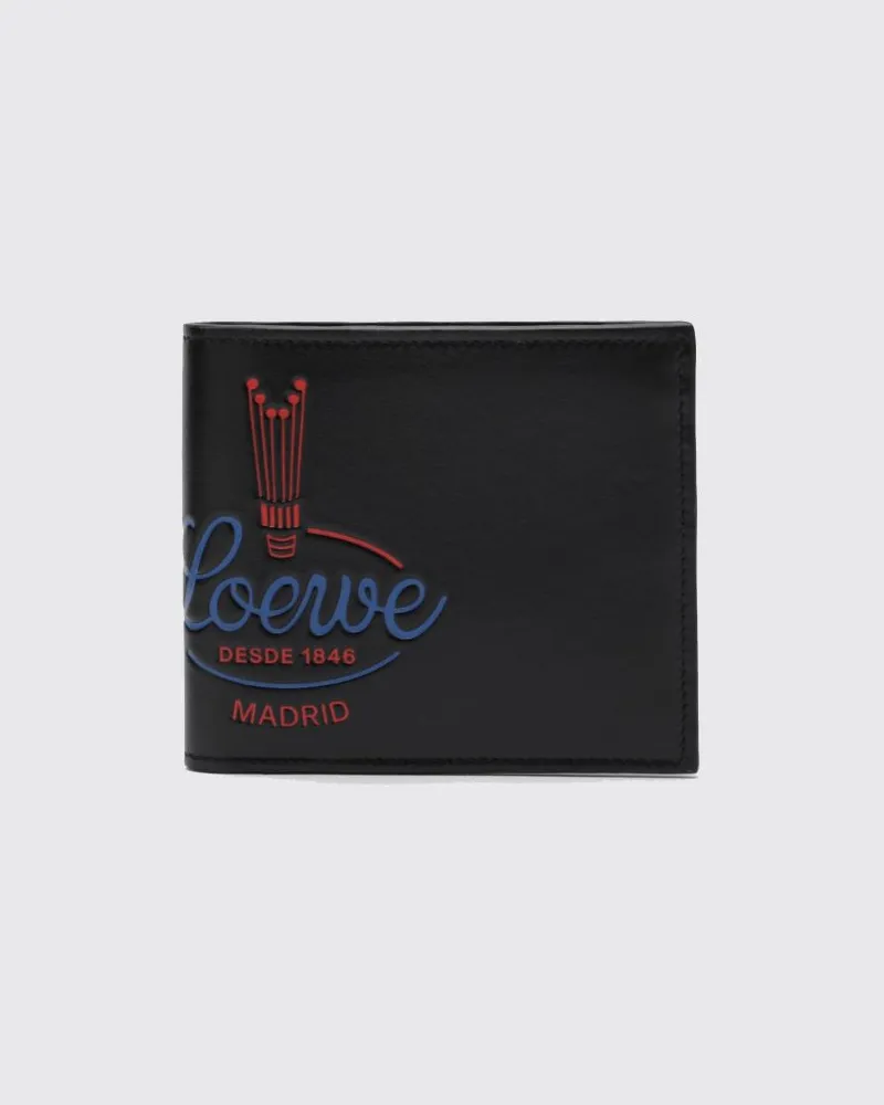Loewe Bifold-Brieftasche aus Kalbsleder mit geprägtem Logo Schwarz