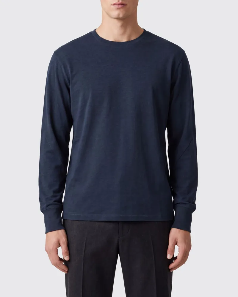 Tom Ford Langarm-Pullover mit Rundhalsausschnitt aus Lyocell und Baumwolle Blau