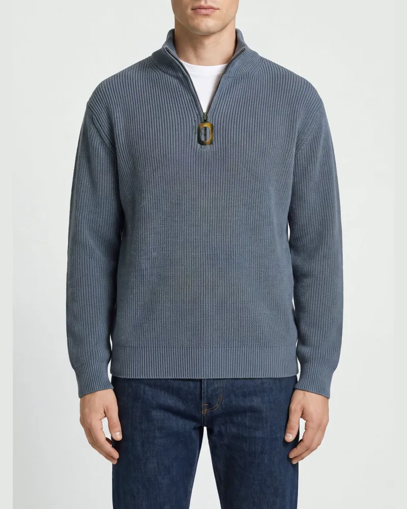 J.W.Anderson Pullover mit hohem Kragen und halbem Reißverschluss aus Wollmischung Blau