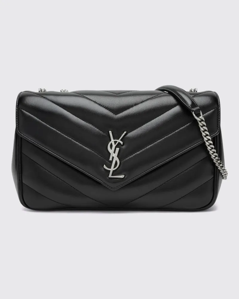 Saint Laurent LouLou Schultertasche aus Matelassé-Leder mit YSL-Monogramm Schwarz