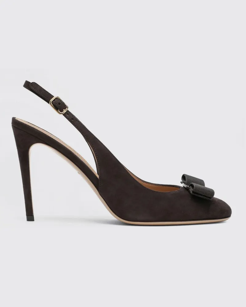 Ferragamo Wildleder-Slingbacks mit Vara-Schleife Dark