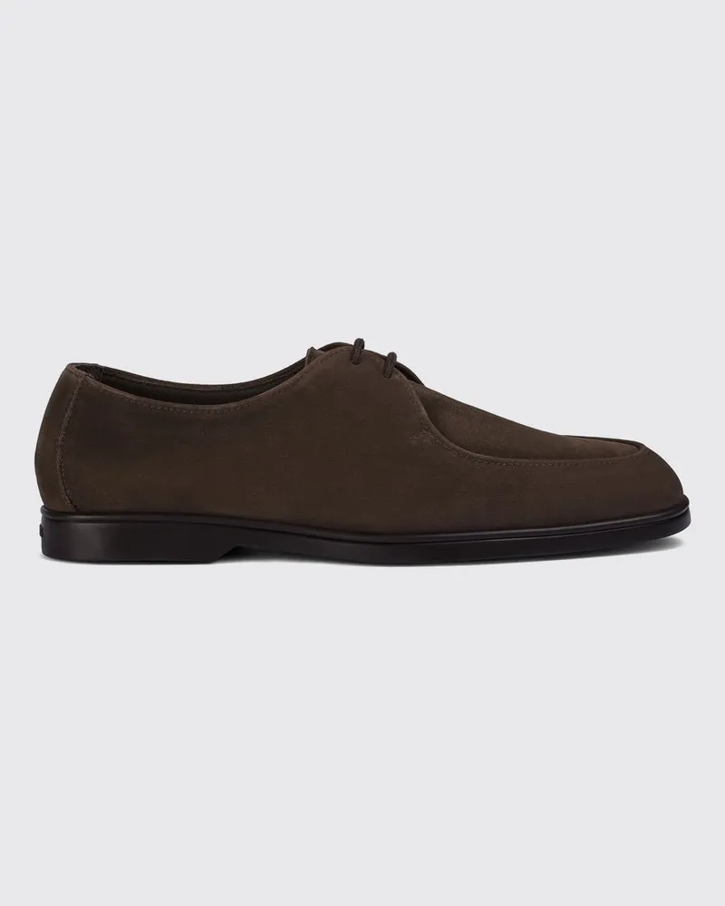 Doucal´s Derby-Schuhe aus Velourskalbsleder mit erhöhtem Blatteinsatz Mahagoni