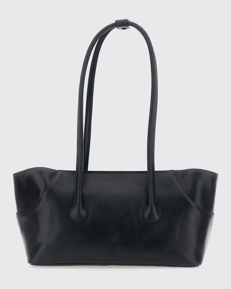 Marge Sherwood Schultertasche Boat aus Leder mit doppeltem Henkel Schwarz