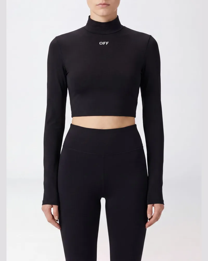 OFF-WHITE Cropped Slim-Fit Rollkragentop aus technischem Stretch-Gewebe Schwarz