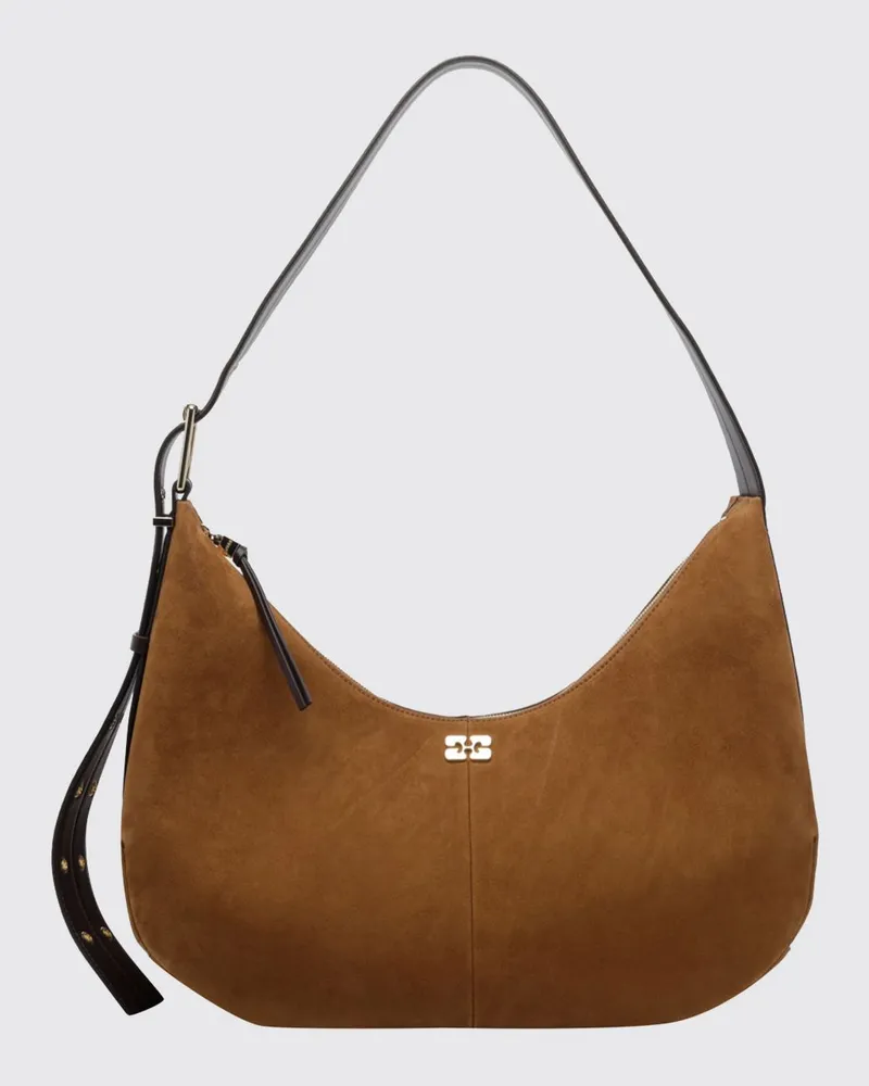 Ganni Hobo-Tasche aus recyceltem Polyester mit verstellbarem Henkel und Butterfly-Logo Kaffee