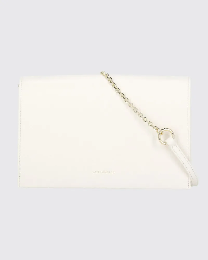 Coccinelle Dandy Tasche aus laminiertem genarbtem Leder Perle