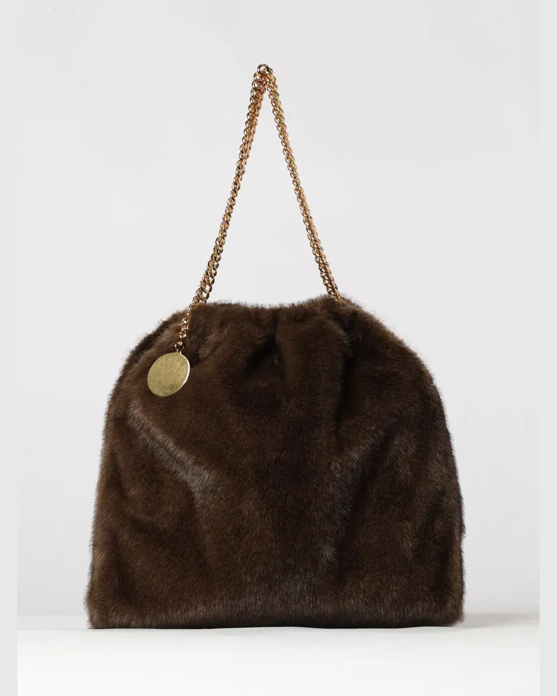 Stella McCartney Große Falabella Schultertasche aus Kunstpelz Dark