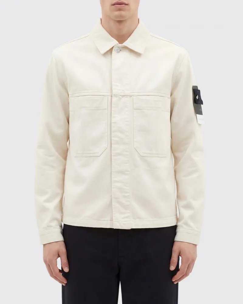 Stone Island Baumwoll-Overshirt Weiß