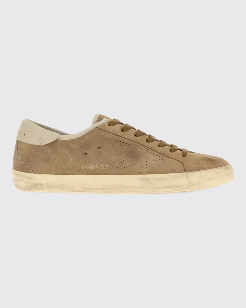 Golden Goose Niedrige Sneaker Super-Star aus Veloursleder im Used-Look Tabak