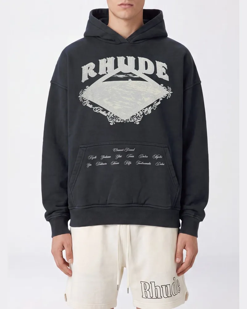 RHUDE Relaxed-Fit Hoodie aus Baumwolle mit grafischem Logoprint Schwarz