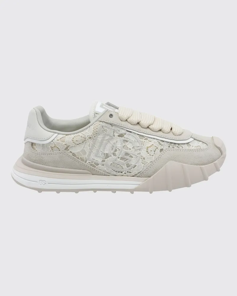 Dolce & Gabbana DOLCE  GABBANA DG Athletic Low-Top-Sneakers Dolce & Gabbana aus Spitze und Veloursleder Beige
