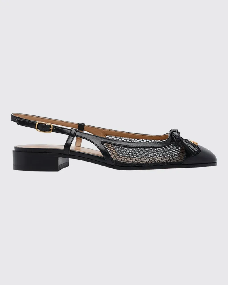 Valentino Garavani Valet Du Roi Ballerinas aus Leder und Mesh-Nylon Schwarz