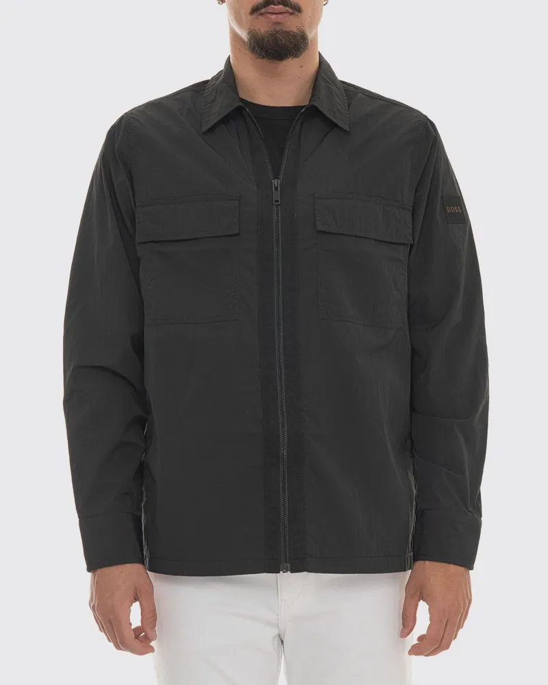 HUGO BOSS Technische Hemdjacke Lotape mit Reißverschluss Schwarz