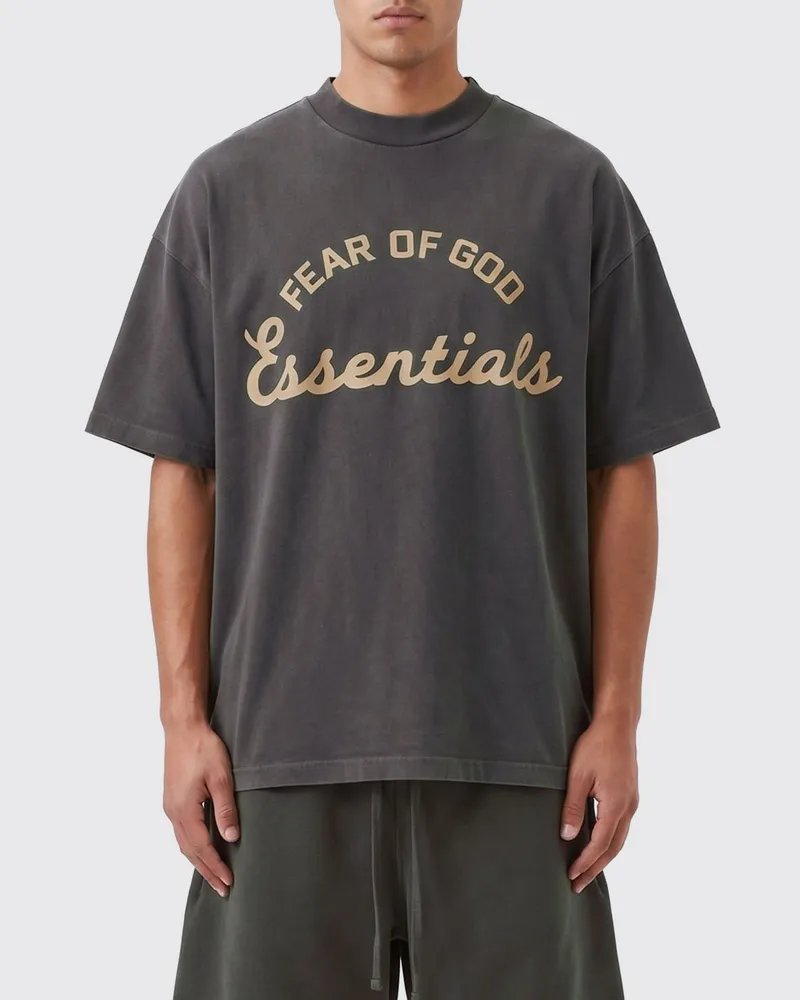Fear of God Relaxed-Fit Baumwoll-T-Shirt mit Kontrastlogo Grau