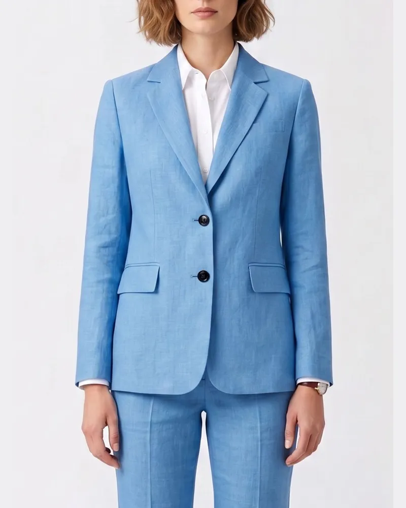 Max Mara Einreihiger Leinenblazer Blau