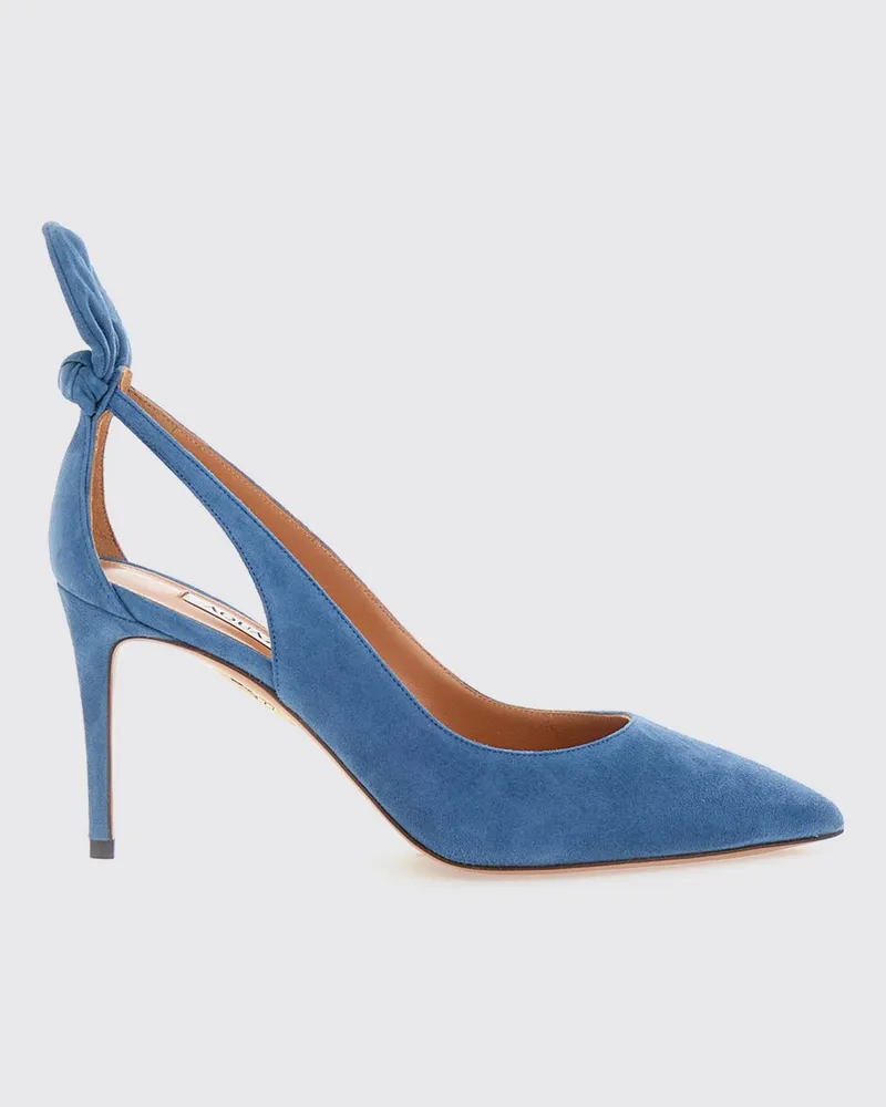 Aquazzura Bow Tie Pumps aus Veloursleder mit Stiletto-Absatz und Schleife Blau