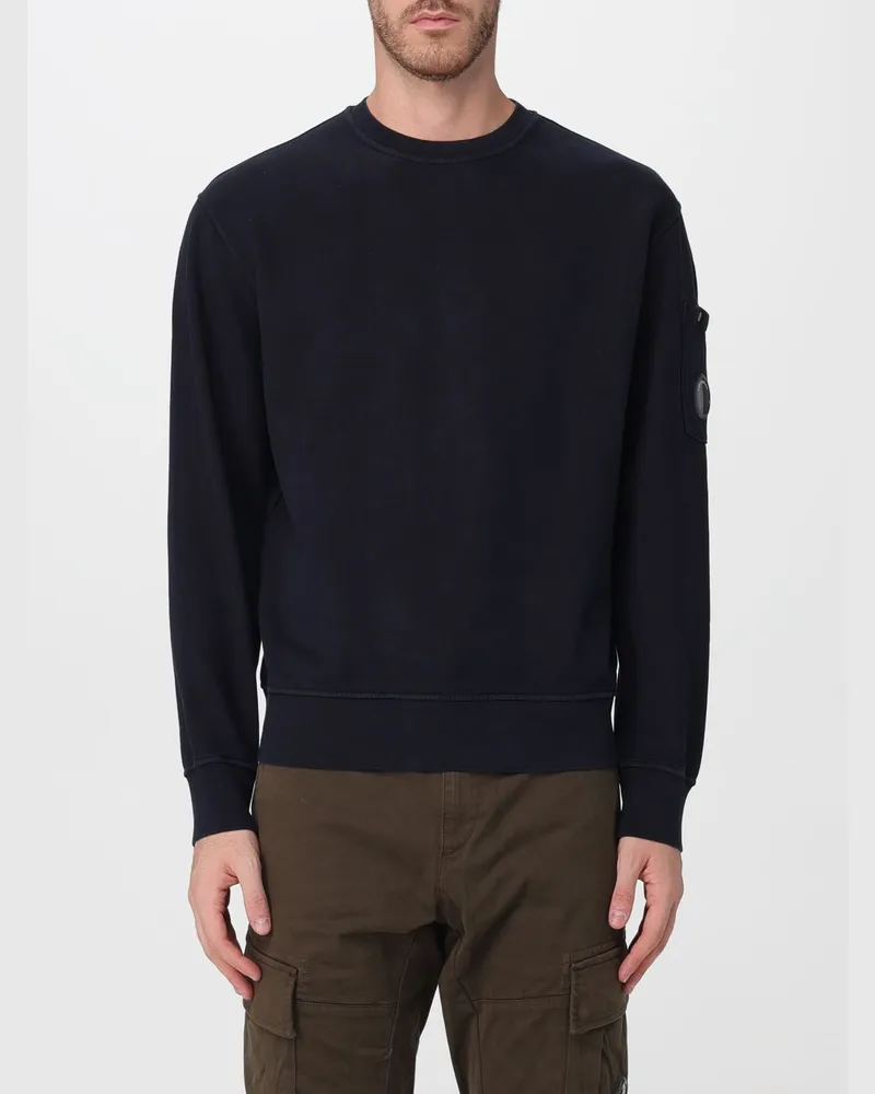 C.P. Company Baumwoll-Sweatshirt mit Rundhalsausschnitt und überschnittenen Schultern Blau