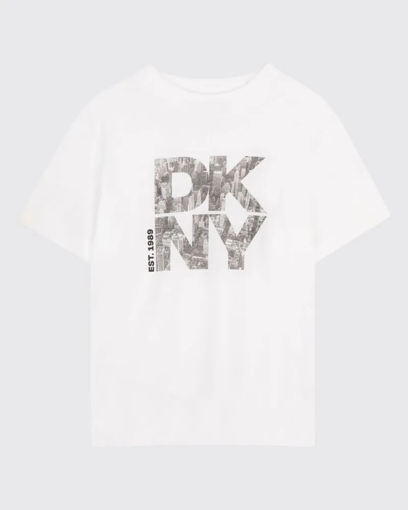 DKNY Baumwoll-T-Shirt für Jungen mit Logo-Print und überschnittenen Schultern Weiß
