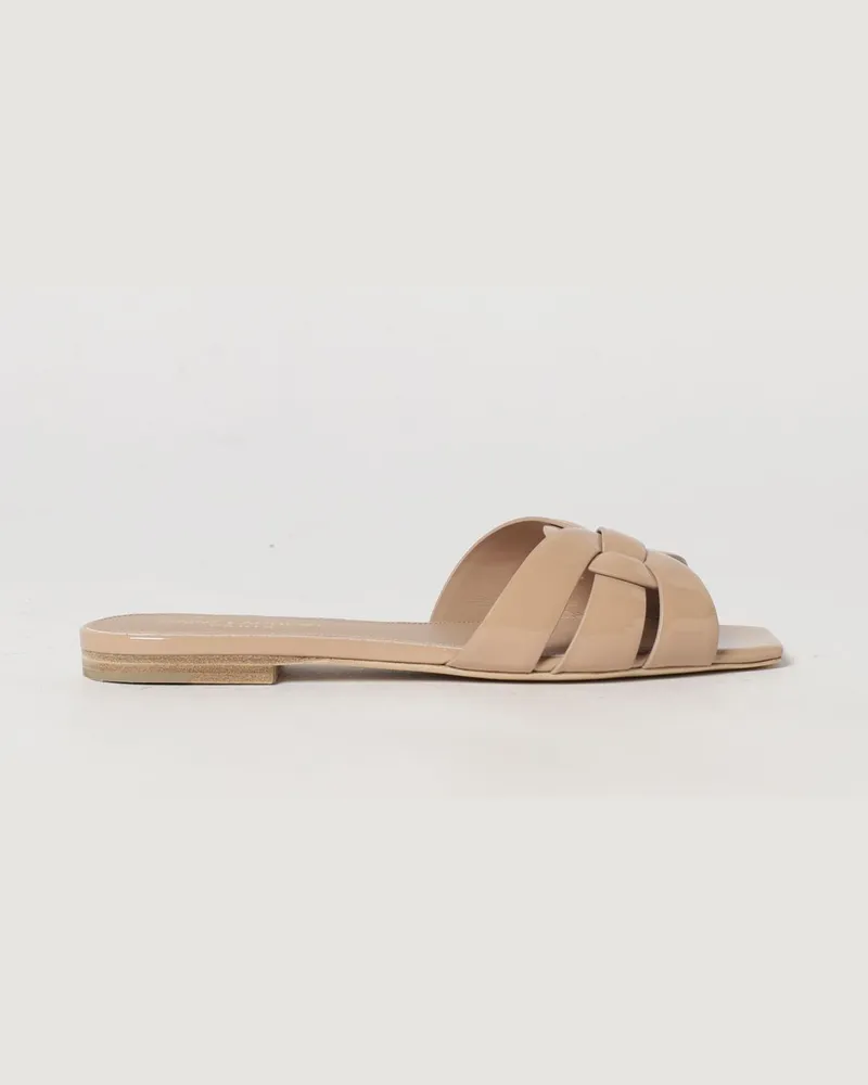 Saint Laurent Nu Pieds 05 Tribute Mules aus Lackleder Nude