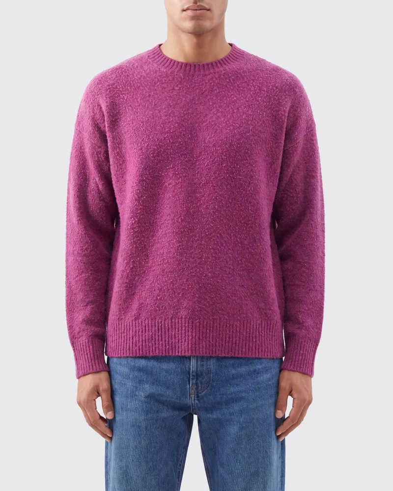 Roberto Collina Wollpullover in Relaxed Fit mit Rundhalsausschnitt Cyclamen