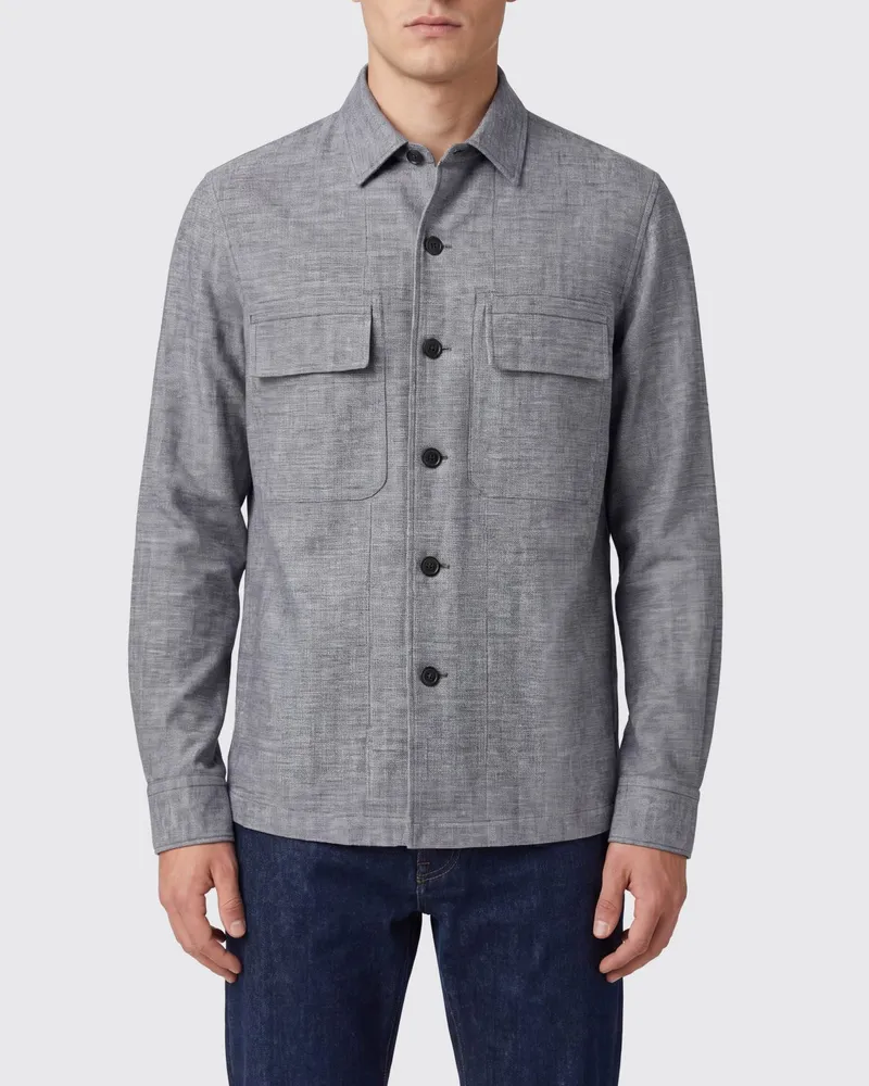 Ermenegildo Zegna Hemdjacke aus Wollmischung mit aufgesetzten Taschen Grau