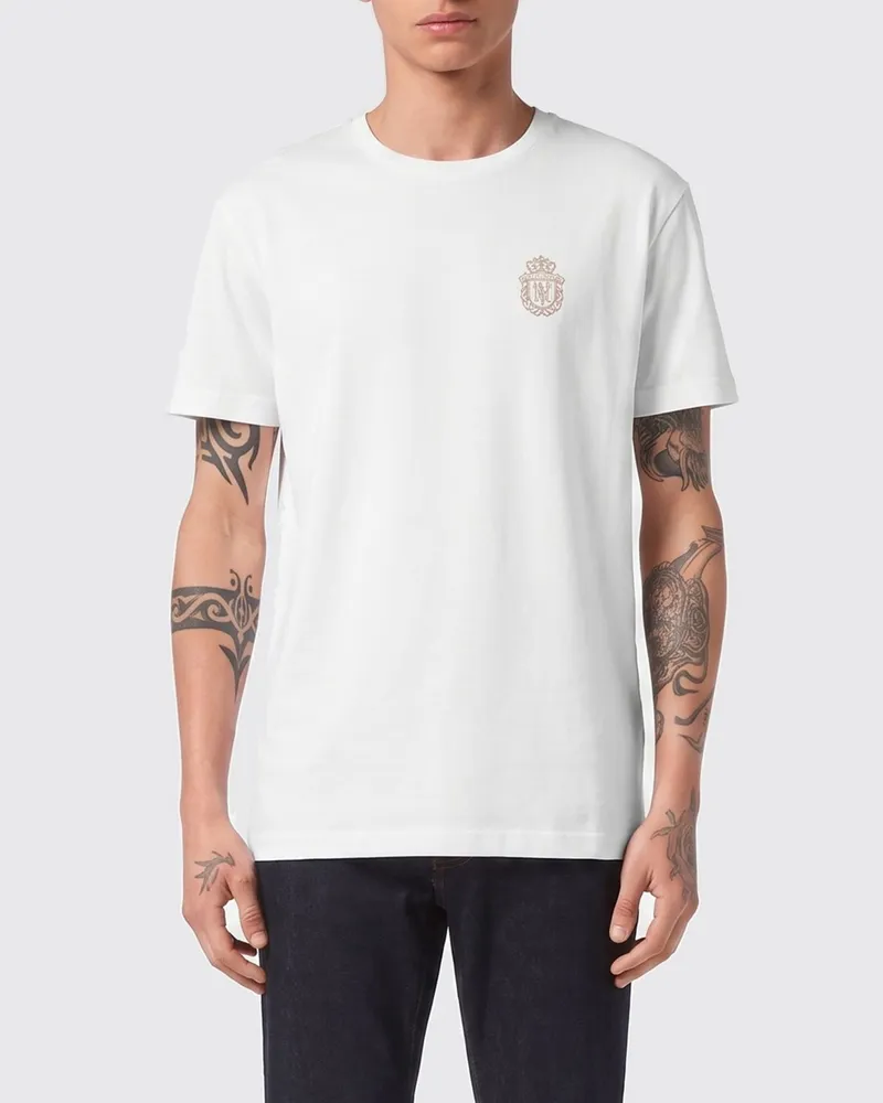 Billionaire Baumwoll-T-Shirt mit Emblem Weiß