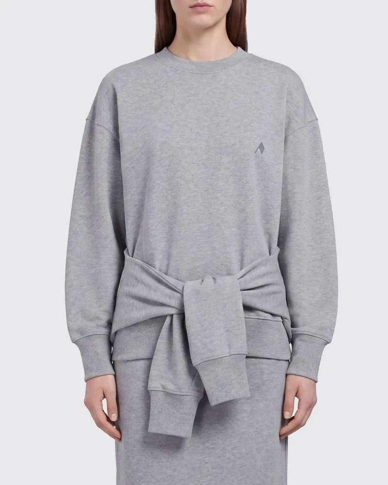 ATTICO Baumwoll-Sweatshirt mit Rundhalsausschnitt und Taillen-Bindegürtel Grau