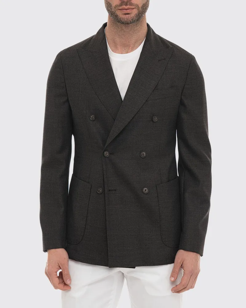 HUGO BOSS Zweireihiger Blazer aus Schurwolle Braun