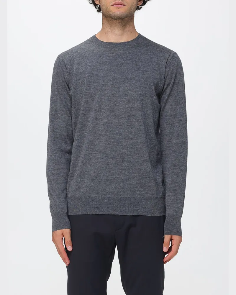 Paolo Pecora Milano Wollpullover mit Rundhalsausschnitt und Rippbündchen Grau