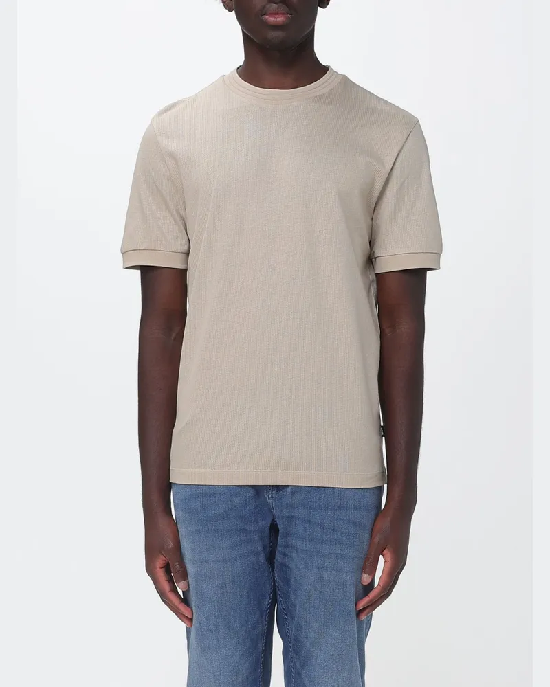HUGO BOSS Basic T-Shirt aus Baumwollmischgewebe Beige