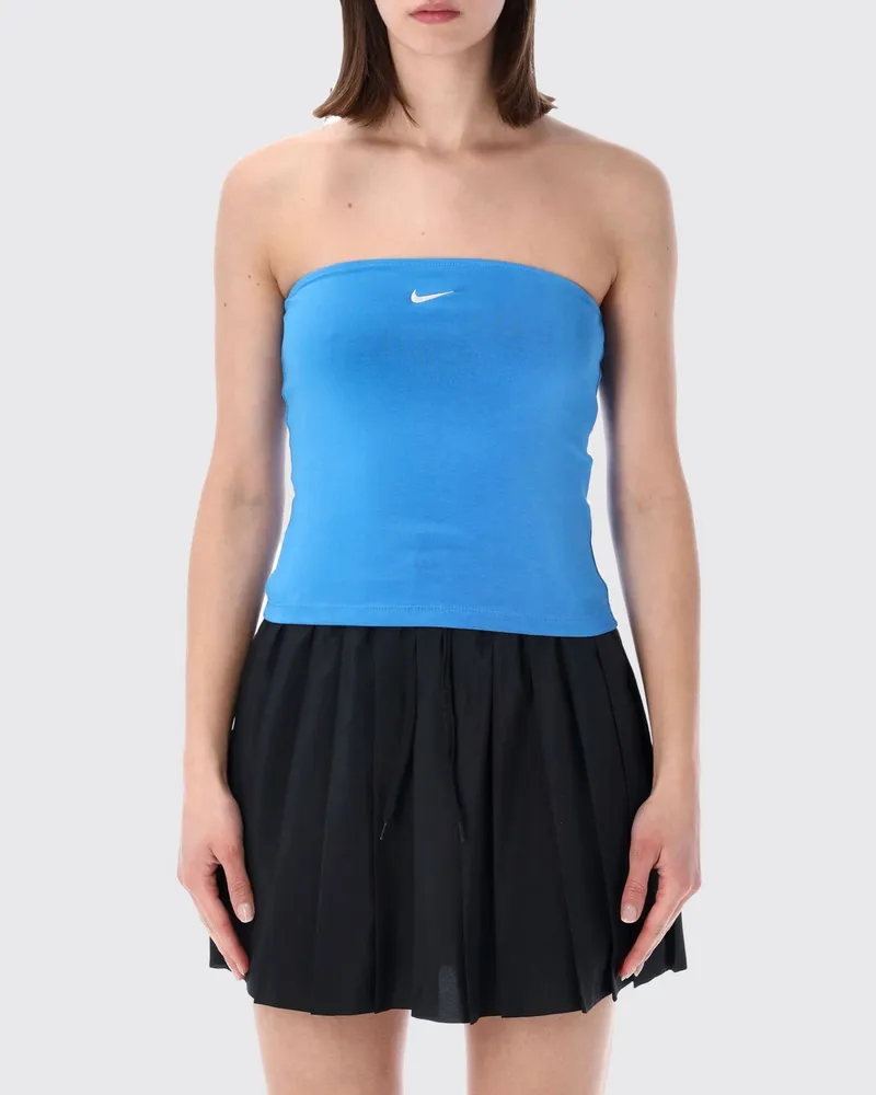 Nike Slim-Fit Bandeau-Top aus Baumwollmischung mit kontrastierendem Swoosh-Logo Blau