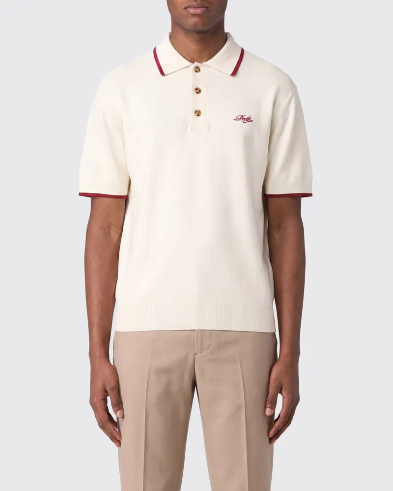 Drôle de Monsieur Kurzärmeliges Wollstrick-Polo von mit Kontraststreifen Weiß