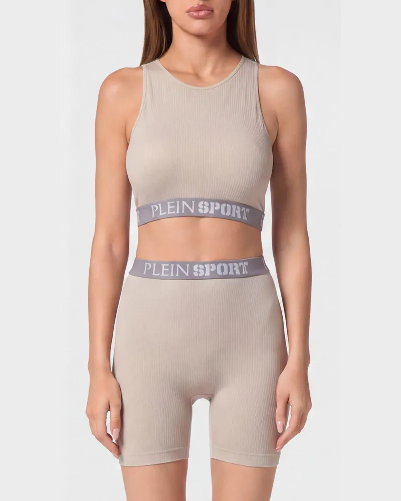 Philipp Plein Kurzes Top aus technischem Stretch-Gewebe Grau