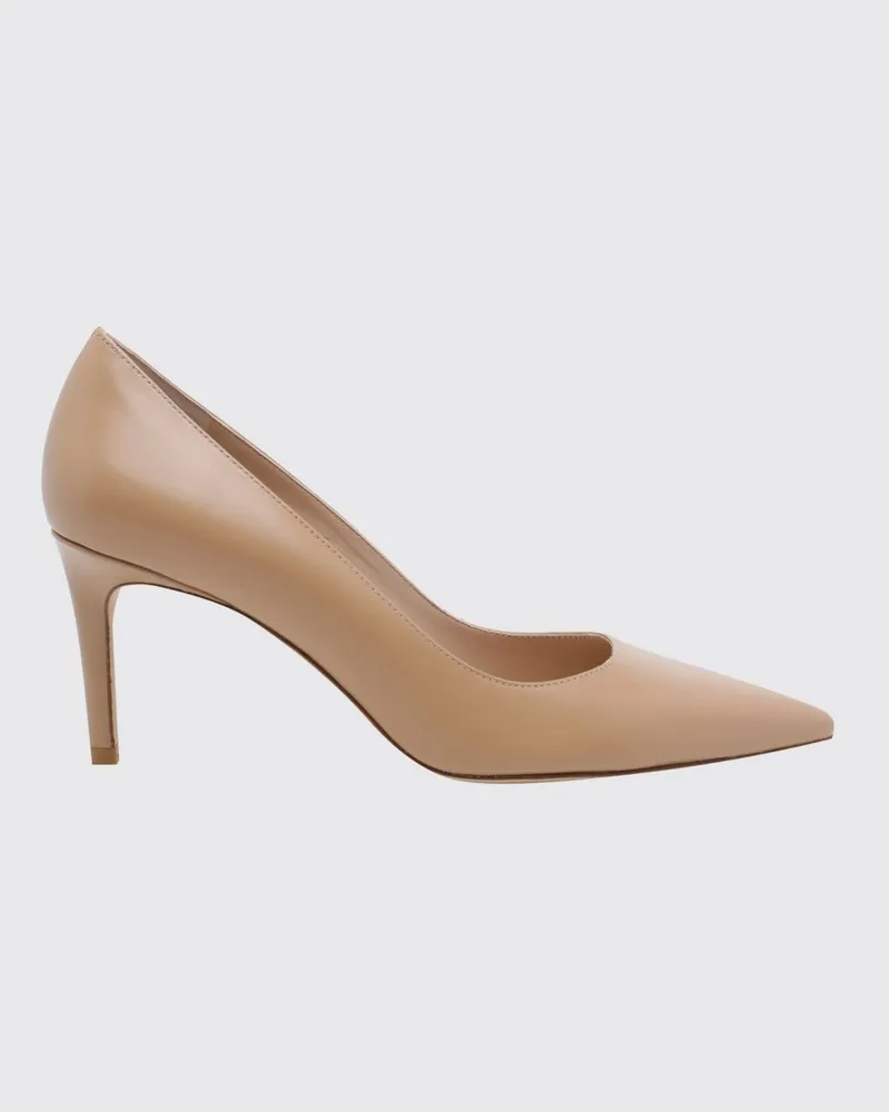 Stuart Weitzman Power Pumps von aus Glattleder mit mittlerem Stilettoabsatz Beige