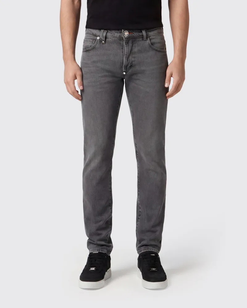 Philipp Plein Slim Fit Jeans aus Baumwolldenim Grau