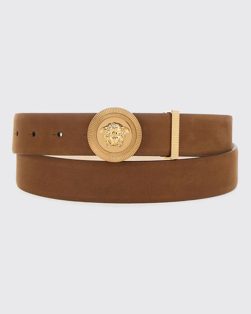 Versace Wildledergürtel mit Medusa-Logo-Schnalle Braun