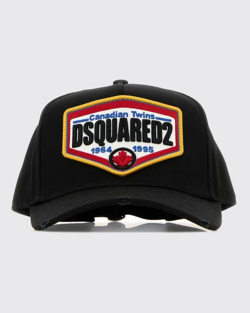 Dsquared2 Baseballcap aus Baumwolle mit gesticktem Logo und Patch Schwarz