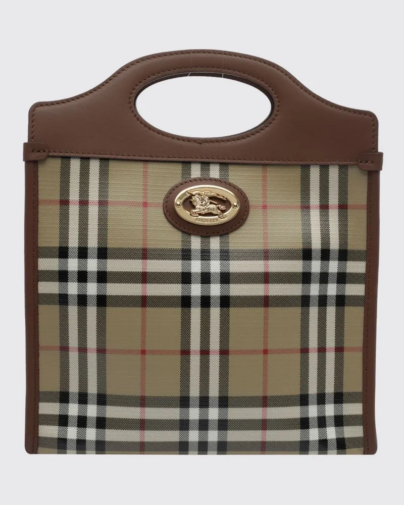 Burberry Pocket Mini-Tote-Tasche aus Vintage-Check-Canvas und Leder Braun