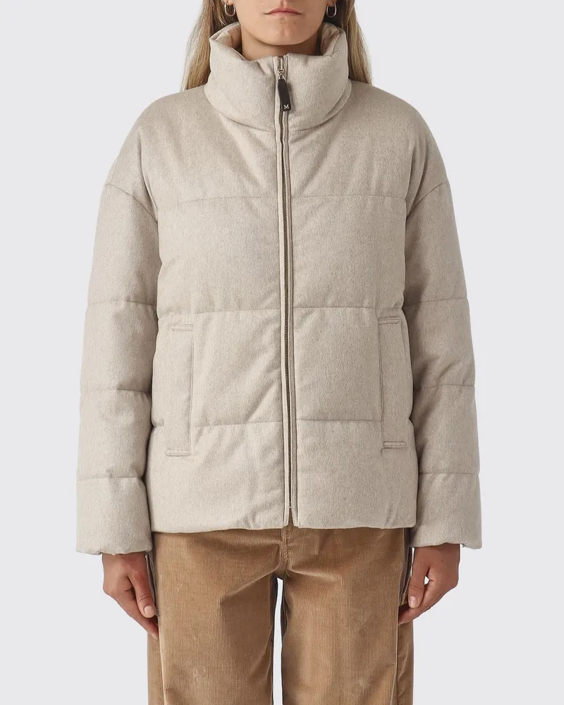 Max Mara Divina Wende-Daunenjacke aus Kaschmir mit Stehkragen Beige