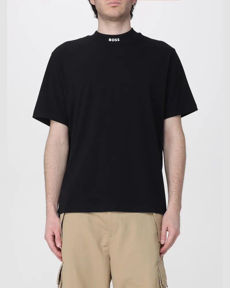 HUGO BOSS Basic Baumwoll-T-Shirt mit Mini-Logo Schwarz