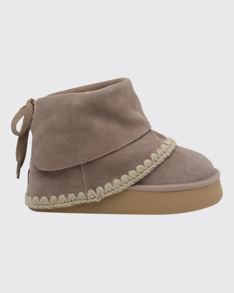 Mou Wildleder-Plateau-Stiefeletten mit Stickerei und verstellbaren Riemen Camel