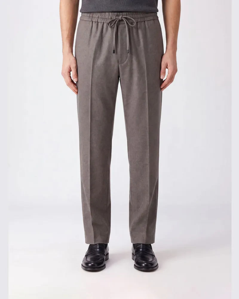 Drôle de Monsieur Hose aus Wollflanell mit Kordelzug in der Taille Braun